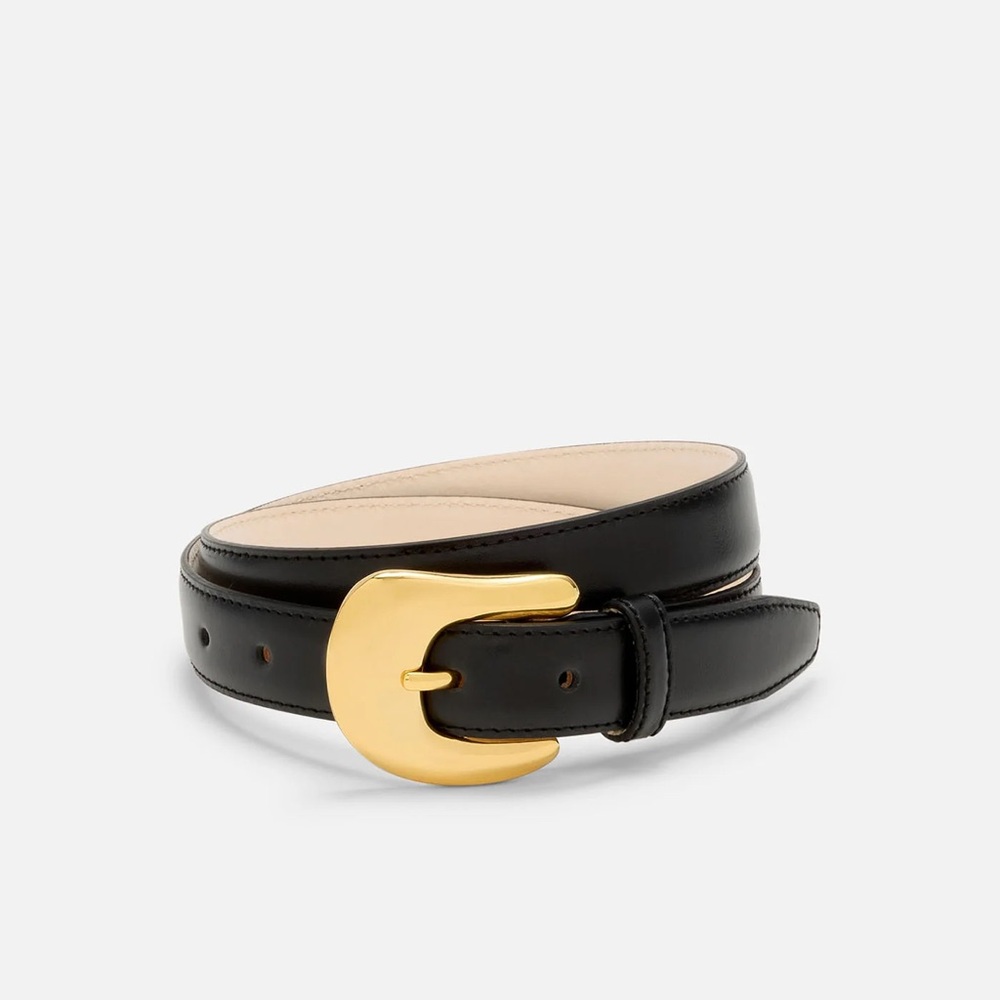Aureum - NO 8 Belt in Polished black leather and gold - S/XS - Brand New